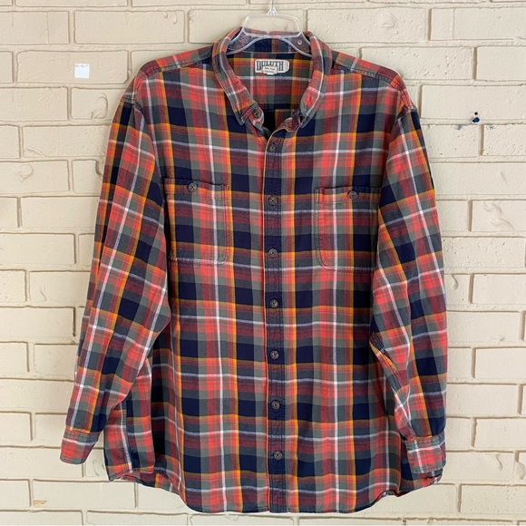 Duluth Trading CO Men's 3XL Tall Plaid Flannel Relaxed Fit Button Shirt Pockets - Picture 1 of 7